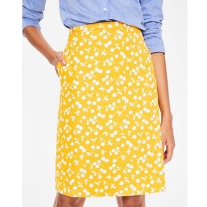 Boden skirt cherry fruit print Yellow White A-Line women’s size 4 whimsical